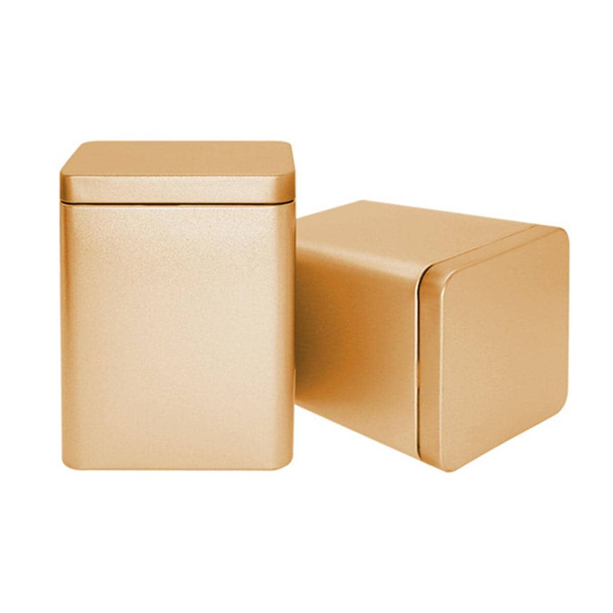 Square Frosted Iron Tea Storage Cans, Pack of 10 - Gold