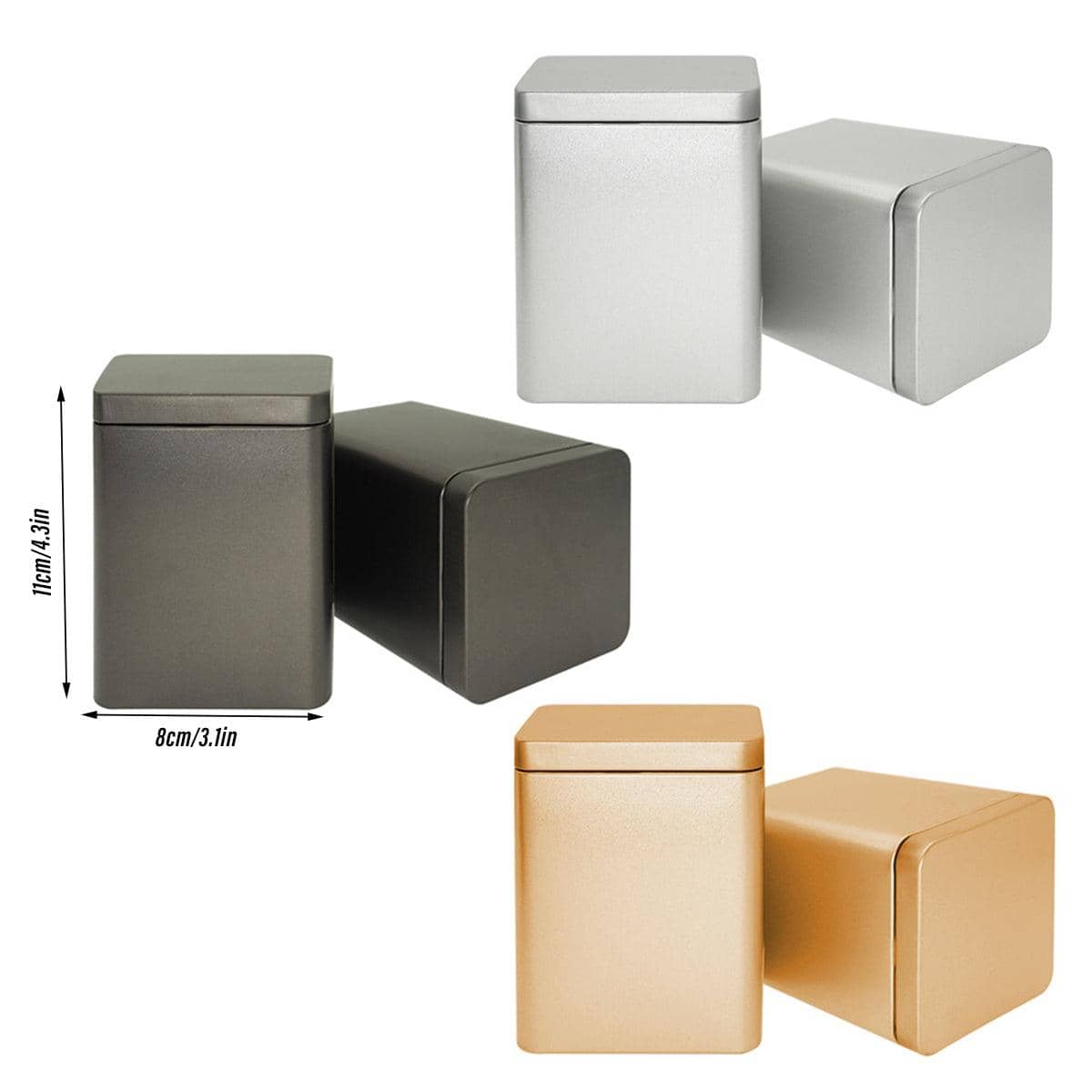 Square Frosted Iron Tea Storage Cans, Pack of 10 - Gold - view 4
