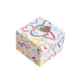 Square Gift Boxes with Heart Cutout, Pack of 25 - White with Multicolour Heart Outlines