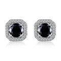 Square Halo Cubic Zirconia Stud Earrings, 1 Pair - Black
