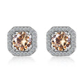 Square Halo Cubic Zirconia Stud Earrings, 1 Pair - Champagne
