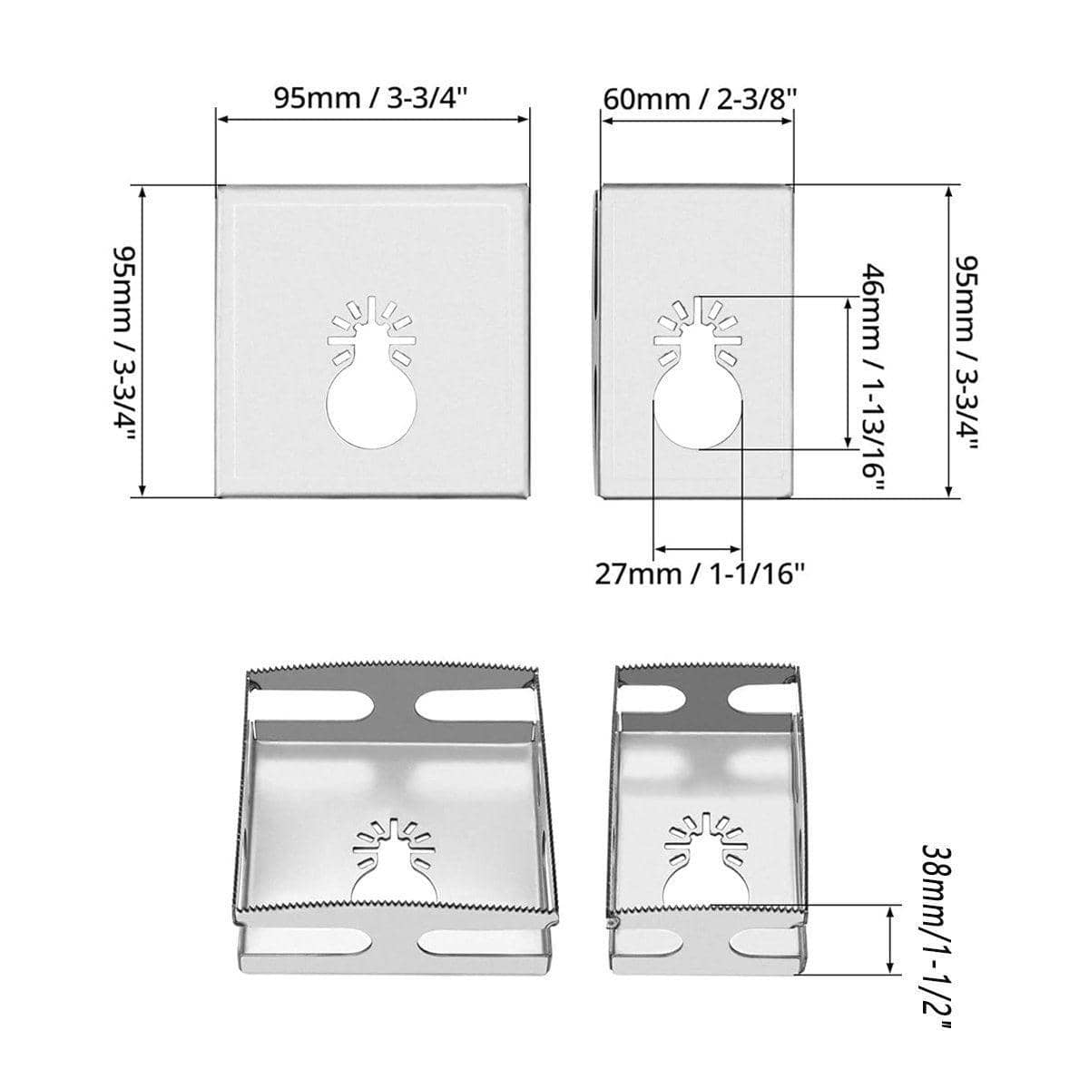 Square Hole Cutting Tool Set in High-Speed Steel, Pack of 2 - Black - view 4