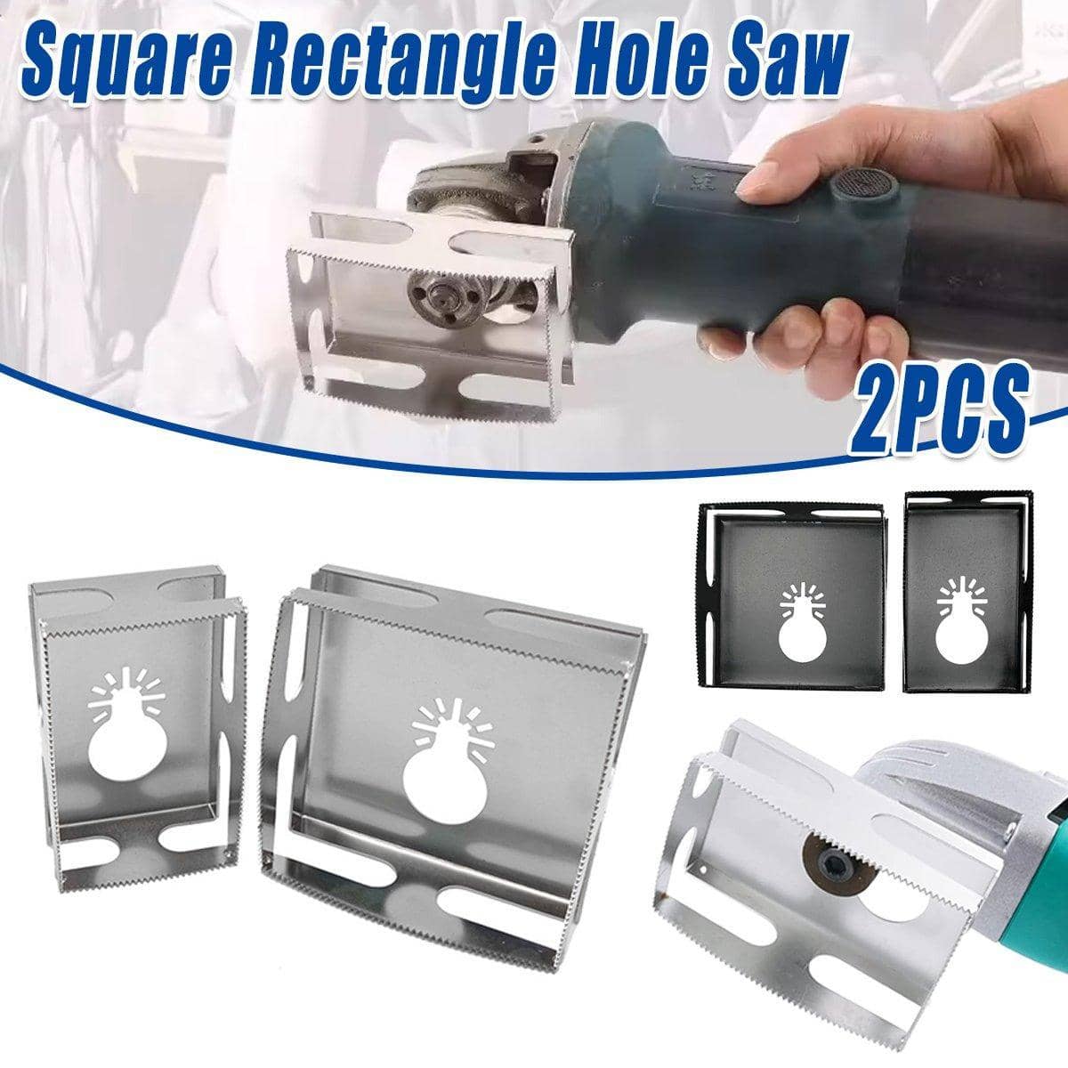 Square Hole Cutting Tool Set in High-Speed Steel, Pack of 2 - Silver - view 2