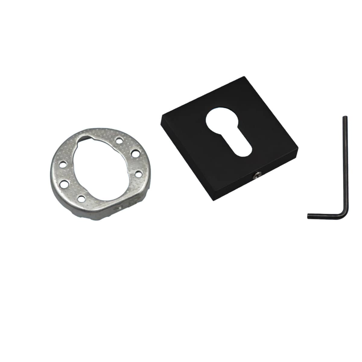 Square Lock Cylinder Decorative Cover, Zinc Alloy - Black