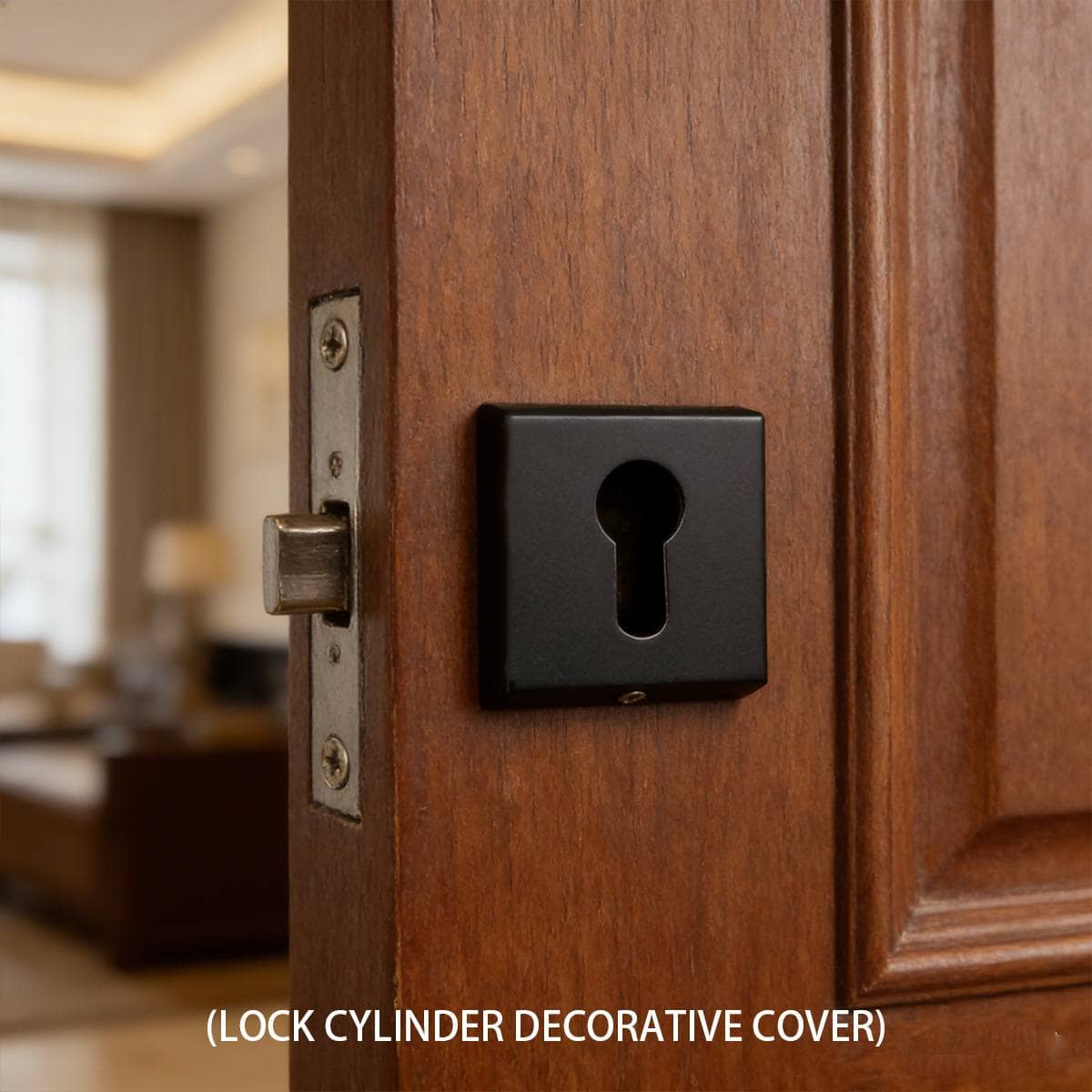 Square Lock Cylinder Decorative Cover, Zinc Alloy - Black - view 5