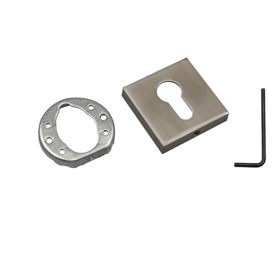 Square Lock Cylinder Decorative Cover, Zinc Alloy - Nickel