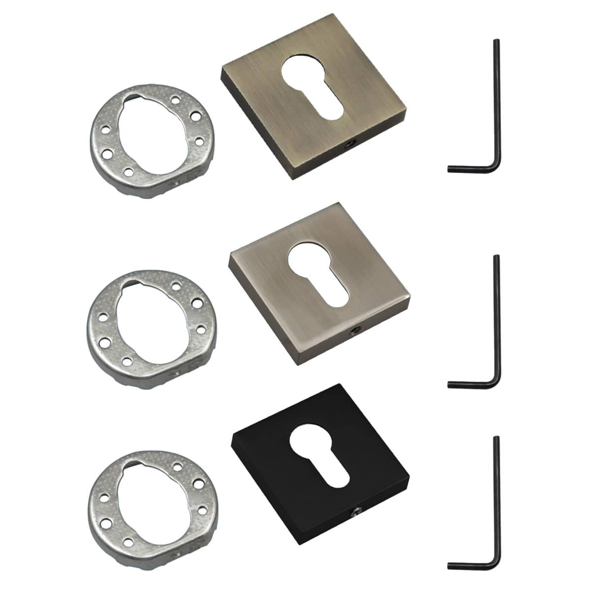 Square Lock Cylinder Decorative Cover, Zinc Alloy - Nickel - view 3