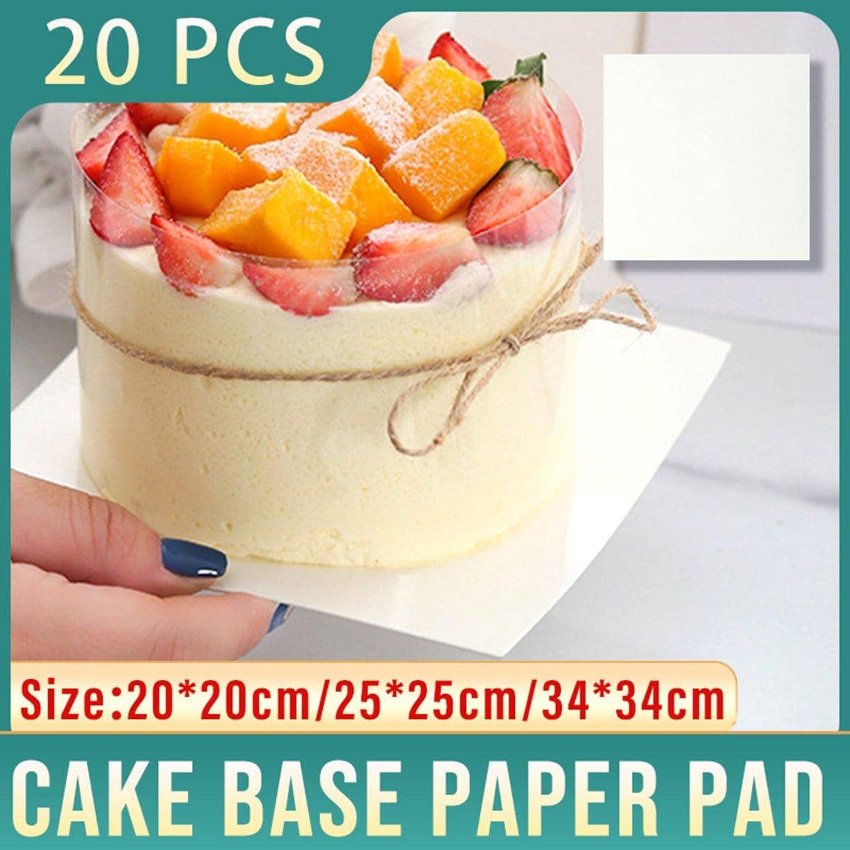 Square Paper Cake Base Board 20 x 20 cm, Pack of 20 for Birthday and Wedding Cakes - view 2
