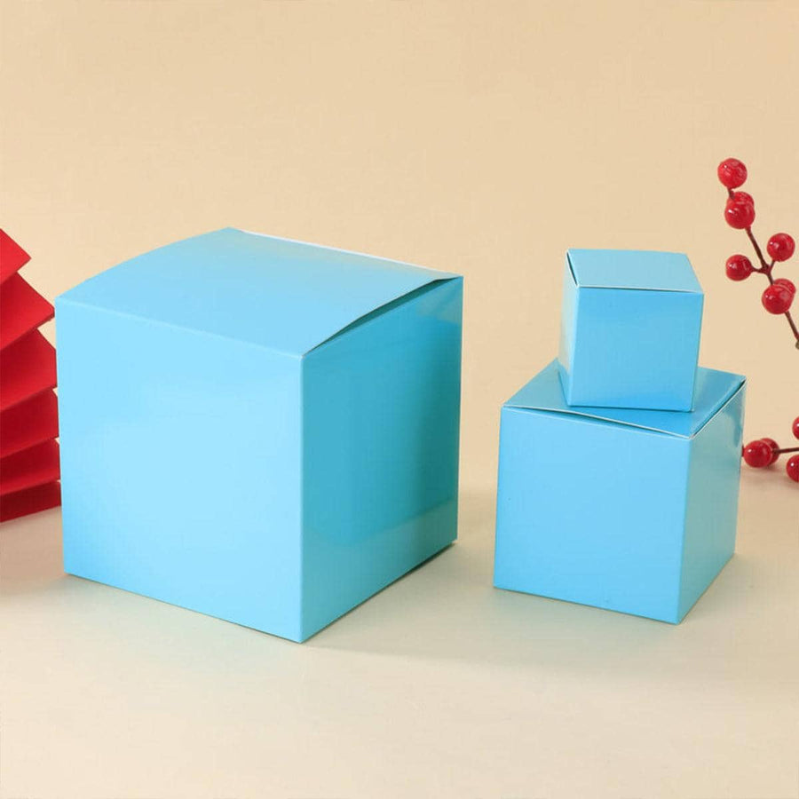 Square Paper Gift Boxes, Pack of 50 - Blue, 10 x 10 cm