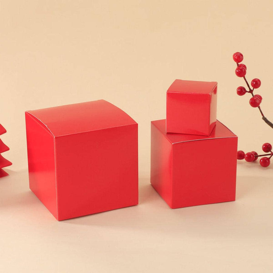 Square Paper Gift Boxes, Pack of 50 - Red, 15 x 15 cm