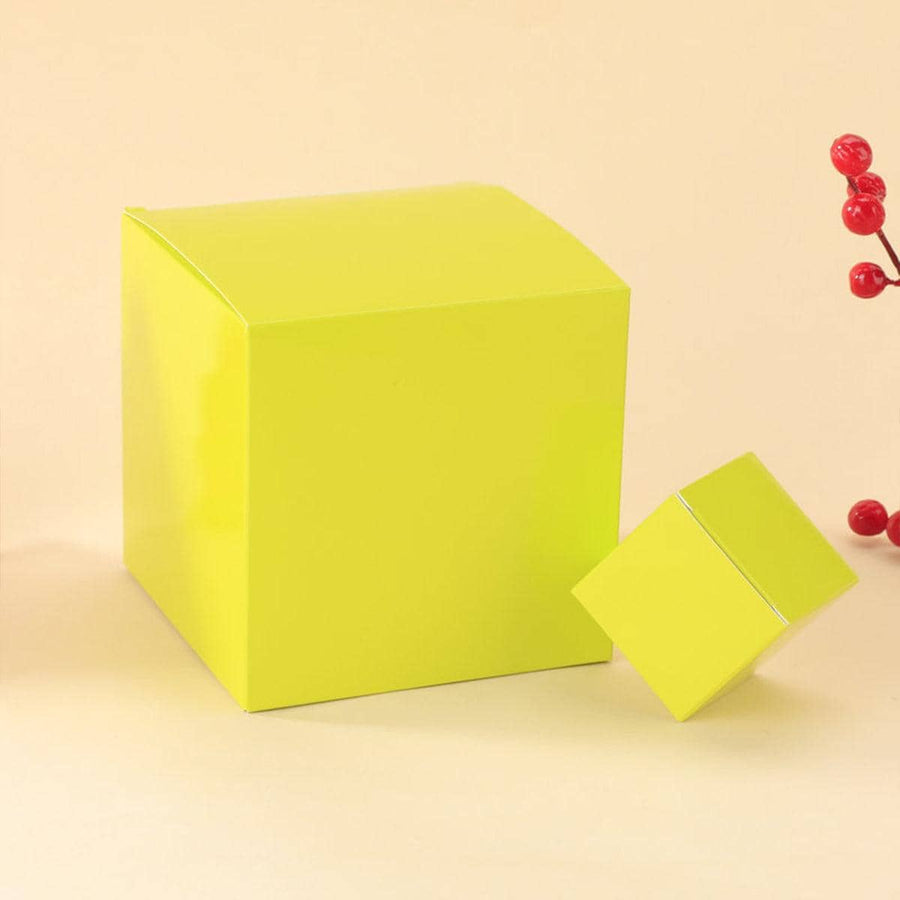 Square Paper Gift Boxes, Pack of 50 - Yellow, 5 x 5 cm