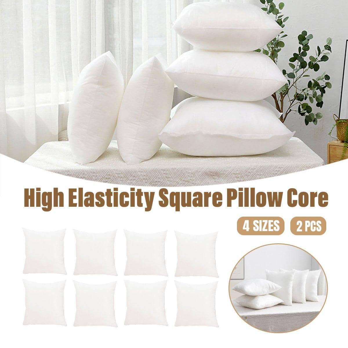 Square Pillow Inserts, Hotel Grade Cushion Fillers - 65 x 65 cm, Pack of 2 - view 2