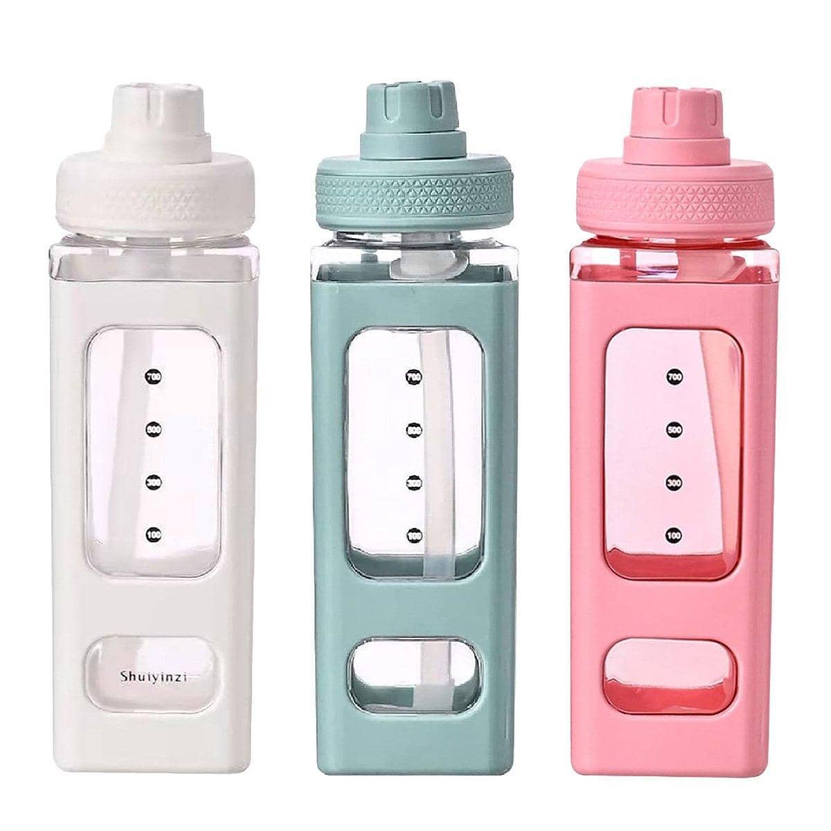 Square Plastic Water Cup 700ml Large Capacity with Straw and Lid - Mint Green - view 3