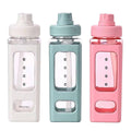 Square Plastic Water Cup 700ml Large Capacity with Straw and Lid - Pink - view 3
