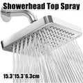 Square Rainfall Overhead Shower Head High Flow Water Saving Spray Nozzle, Silver