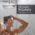 Square Rainfall Overhead Shower Head High Flow Water Saving Spray Nozzle, Silver - view 5