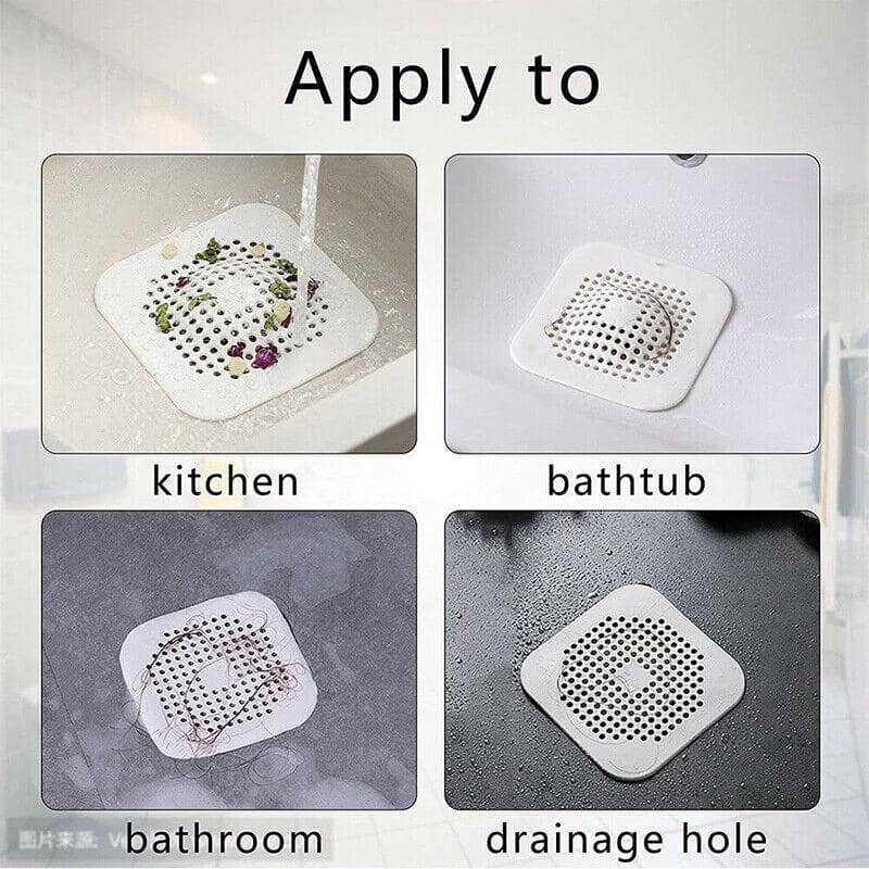 Square Silicone Shower Drain Cover Hair Catcher, Pack of 2 - Grey - view 4