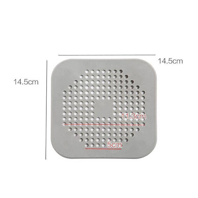 Square Silicone Shower Drain Cover Hair Catcher, Pack of 2 - Grey - view 5