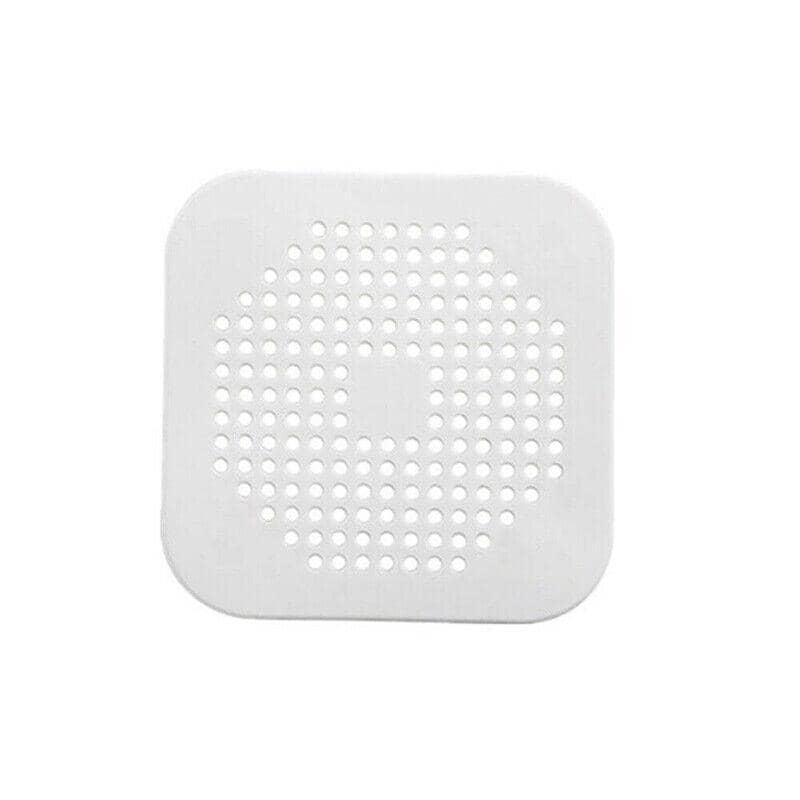 Square Silicone Shower Drain Cover Hair Catcher, Pack of 2 - White