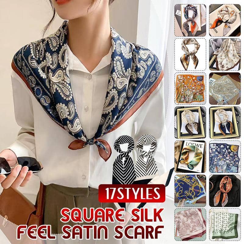Square Silk Feel Satin Scarf 70 x 70cm for Head, Neck and Hair - Colour 1 - view 2
