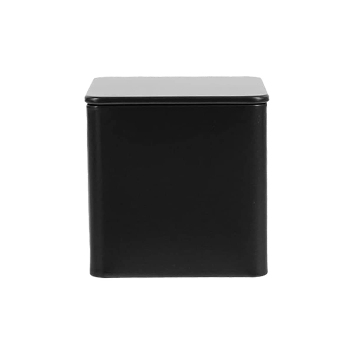 Square Tea and Candy Storage Tins with Lids, Set of 10 - Black