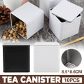 Square Tea and Candy Storage Tins with Lids, Set of 10 - Black - view 2