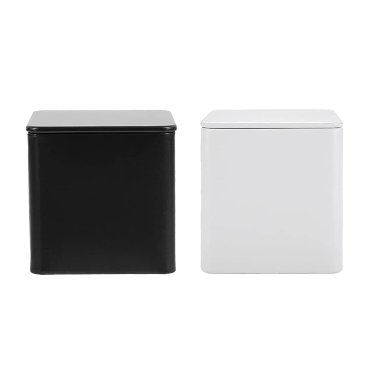 Square Tea and Candy Storage Tins with Lids, Set of 10 - Black - view 3
