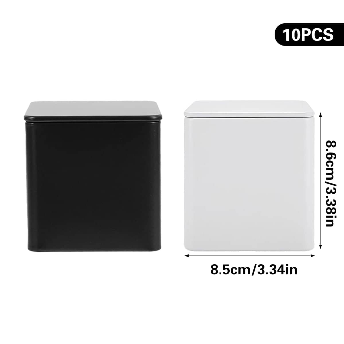 Square Tea and Candy Storage Tins with Lids, Set of 10 - Black - view 4
