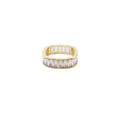 Square Zircon Row Ring for Women, Adjustable Gold Tone Band - view 2