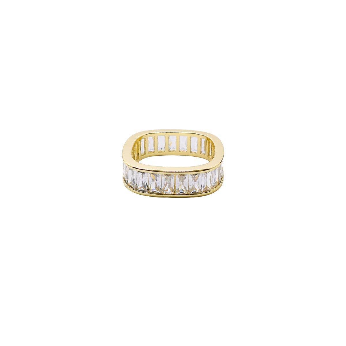 Square Zircon Row Ring for Women, Adjustable Gold Tone Band - view 2