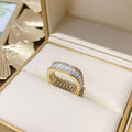 Square Zircon Row Ring for Women, Adjustable Gold Tone Band - view 4