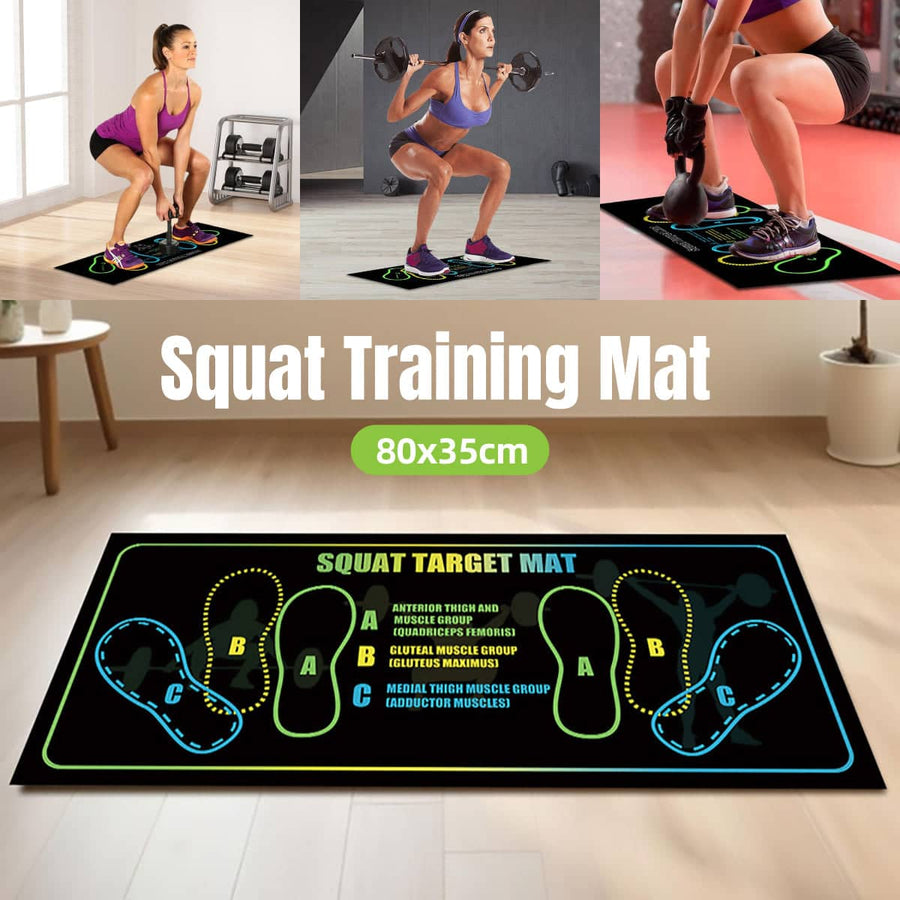 Squat Mat Non-Slip Home Gym Floor Mat with Silicone Base, 80 x 35 cm