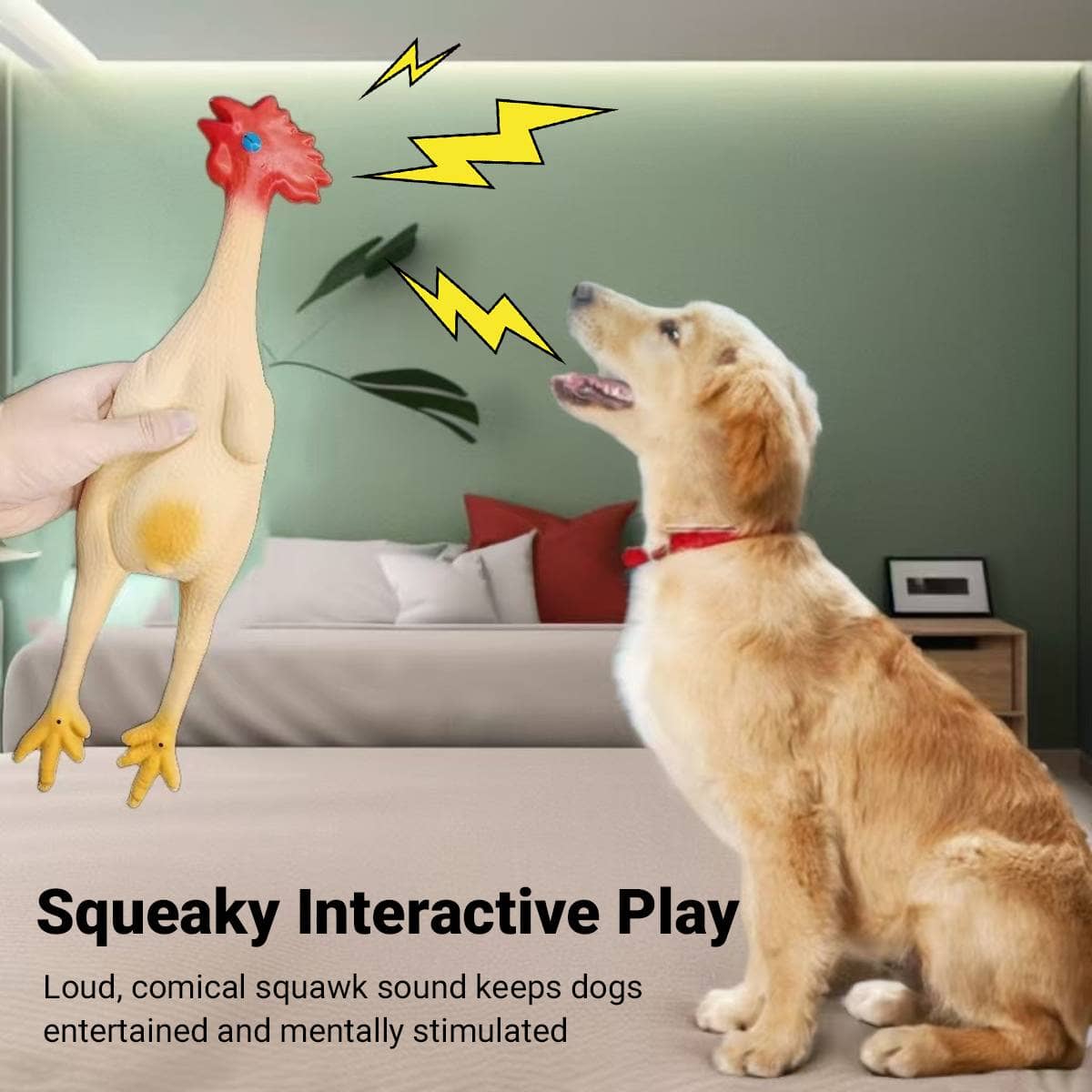 Squeaky Chicken Dog and Cat Chew Toy, Durable Interactive Play, Approx 41 cm - view 4