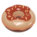 Squeaky Donut Dog Chew Toy for Teeth Cleaning - Brown and Tan