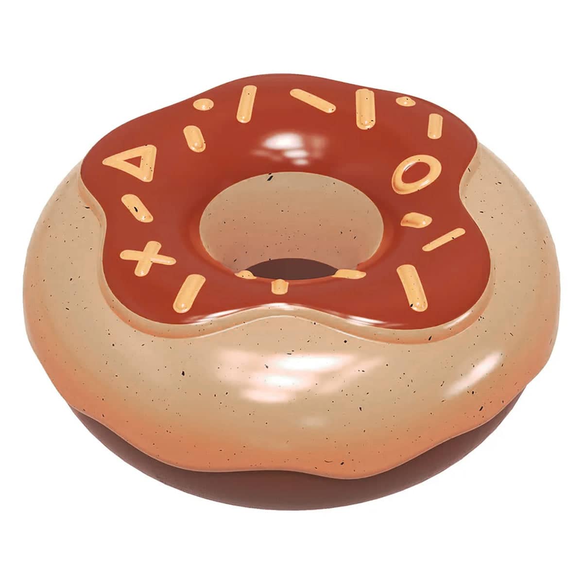 Squeaky Donut Dog Chew Toy for Teeth Cleaning - Brown and Tan