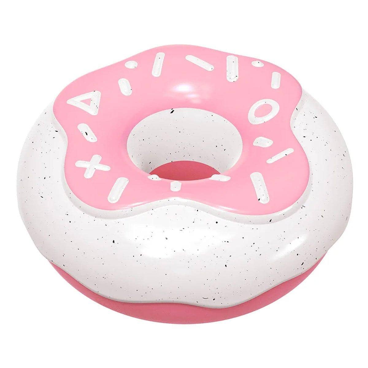 Squeaky Donut Dog Chew Toy for Teeth Cleaning - Pink and White