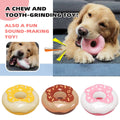Squeaky Donut Dog Chew Toy for Teeth Cleaning - Pink and White - view 2