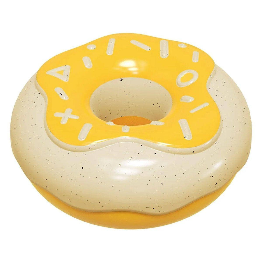 Squeaky Donut Dog Chew Toy for Teeth Cleaning - Yellow and Cream