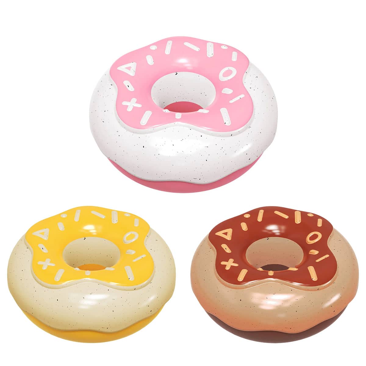Squeaky Donut Dog Chew Toy for Teeth Cleaning - Yellow and Cream - view 3