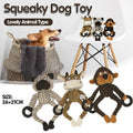 Squeaky Plush Dog Toy with Ring Handles - Cream and Brown Bear - view 2