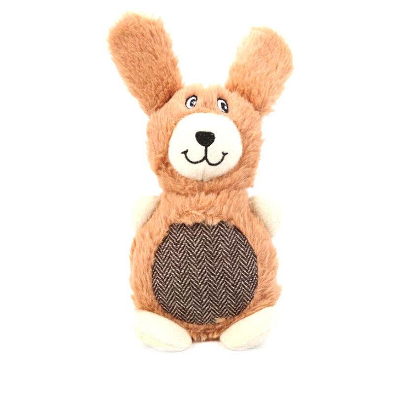 Squeaky Plush Dog Toy with Rope and Crinkle for Puppies - Brown Dog