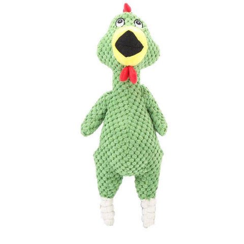 Squeaky Plush Dog Toy with Rope and Crinkle for Puppies - Green Chicken