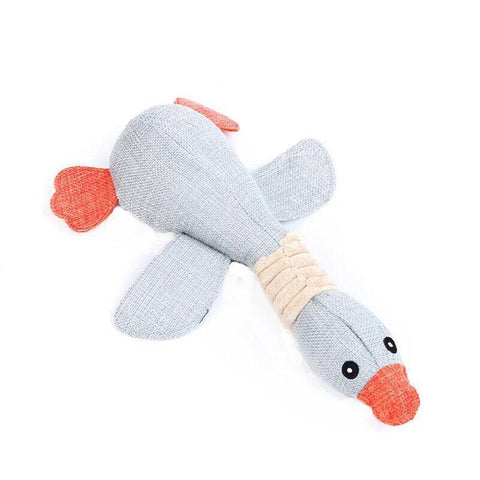 Squeaky Plush Dog Toy with Rope and Crinkle for Puppies - Light Blue Goose