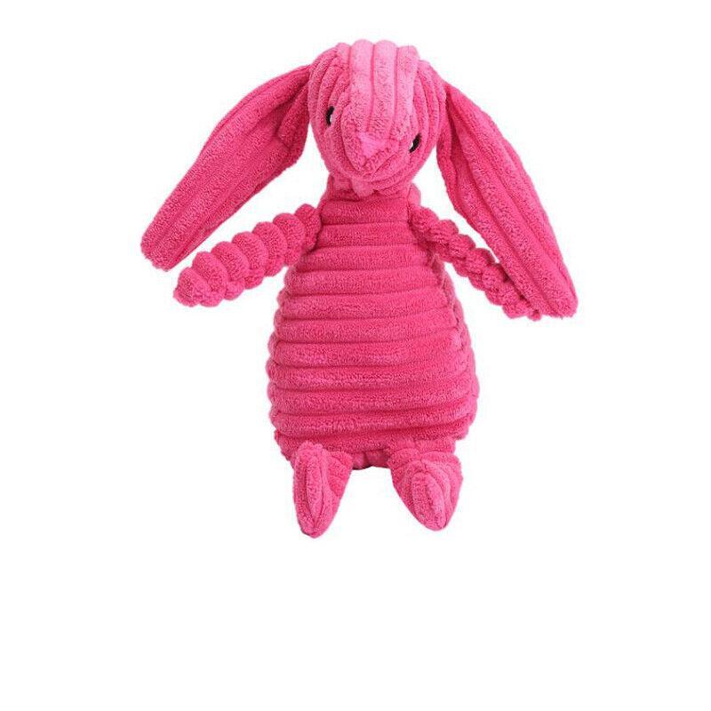 Squeaky Plush Dog Toy with Rope and Crinkle for Puppies - Rose Red Rabbit