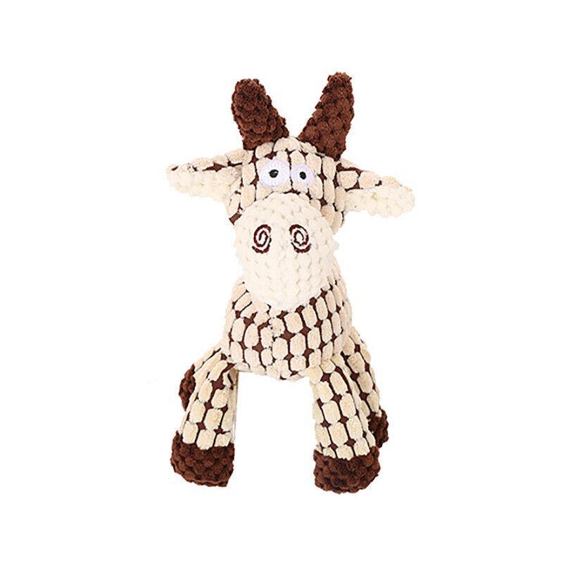 Squeaky Plush Dog Toy with Rope and Crinkle for Puppies - White Donkey