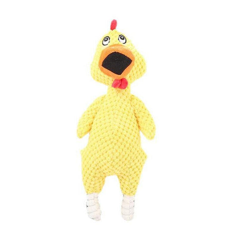 Squeaky Plush Dog Toy with Rope and Crinkle for Puppies - Yellow Chicken