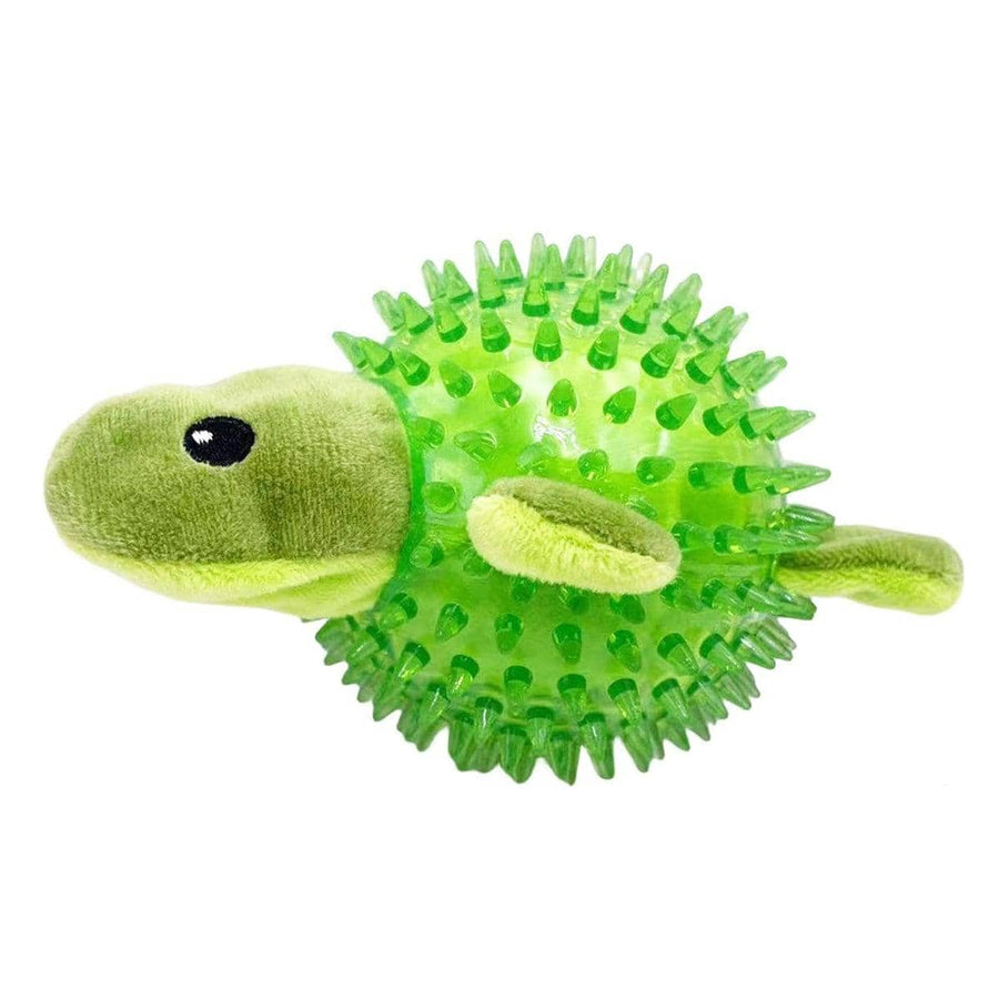 Squeaky Spiky Dog Toy Ball - Green Turtle