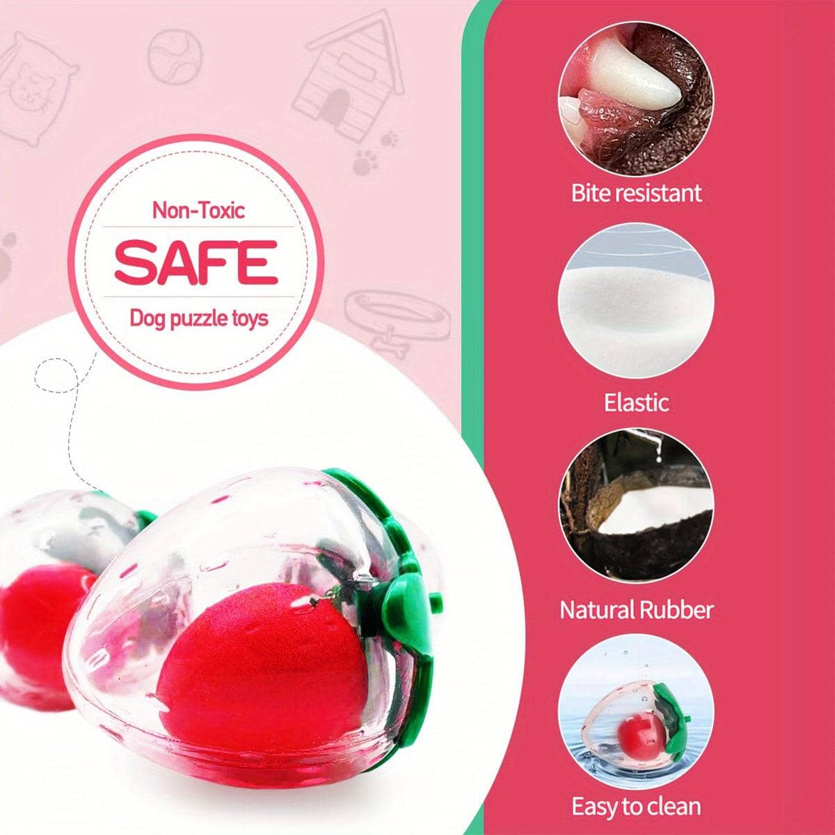 Squeaky Strawberry Shaped Dog Chew Ball Interactive Toy for Dogs of All Sizes - view 4