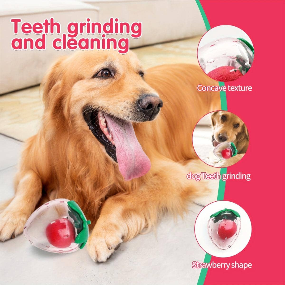 Squeaky Strawberry Shaped Dog Chew Ball Interactive Toy for Dogs of All Sizes - view 5