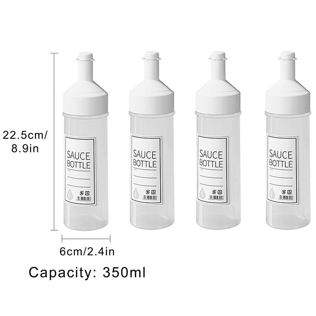 Squeeze Sauce Bottles 350 ml, Pack of 4 Controlled Dispensing Jam Jars - view 3